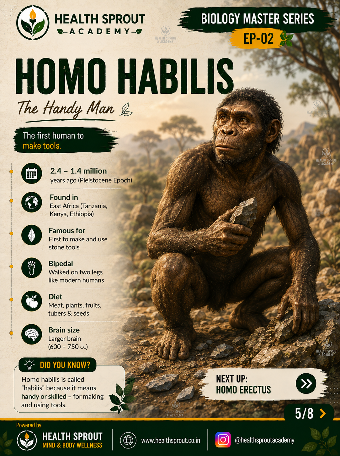 Homo habilis — Health Sprout Academy Biology Master Series
